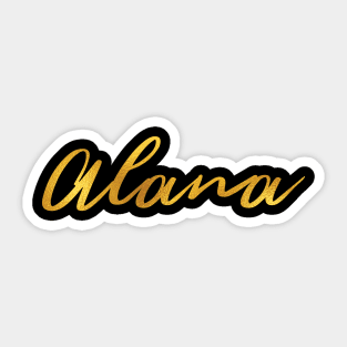 Alana Name Hand Lettering in Faux Gold Letters Sticker